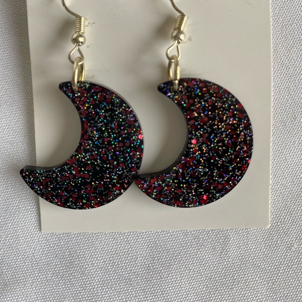 NEW Glitter Moon Earrings